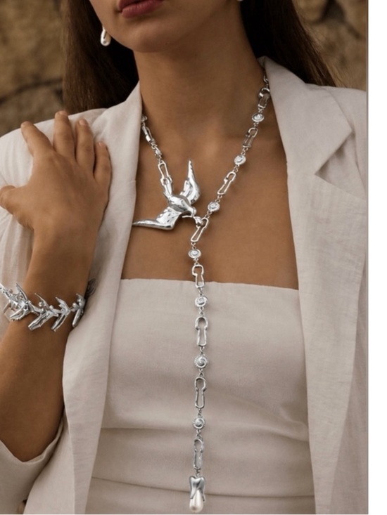 Anthropologie Jewelry - Couture Bird Lariat Chain Necklace
